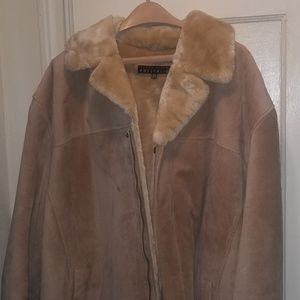 Mens Perry Ellis soft shell leather coat